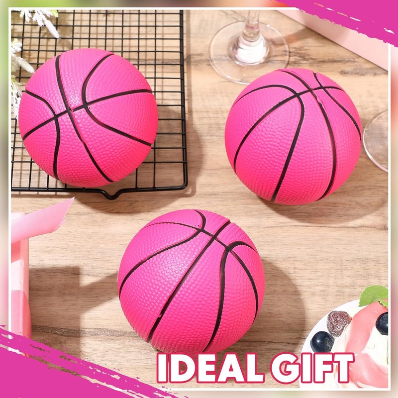 MiniInflat 3 Pcs 4'' Mini Foam Basketballs Girls Pink Squeeze Stress Ball Safe Soft Replacement Pool Basketball for Beach Indoor Hoop Kids Quiet Bouncy Basketball Party Sport Game - Image 4